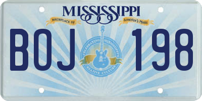 MS license plate BOJ198