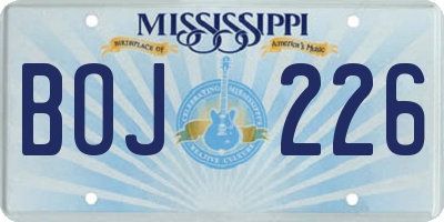 MS license plate BOJ226