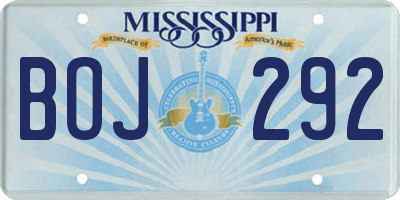 MS license plate BOJ292