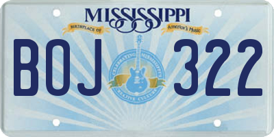 MS license plate BOJ322