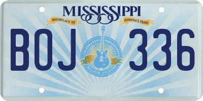 MS license plate BOJ336