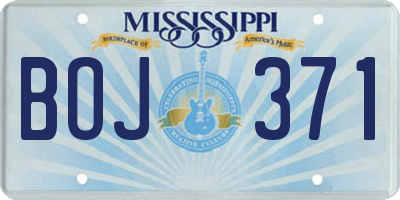 MS license plate BOJ371