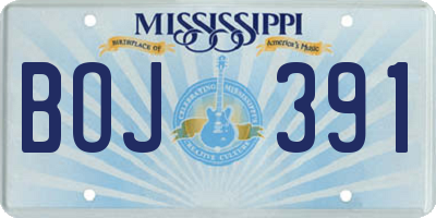 MS license plate BOJ391