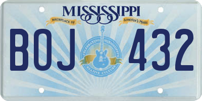 MS license plate BOJ432