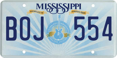 MS license plate BOJ554