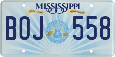 MS license plate BOJ558