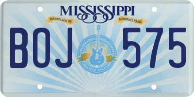 MS license plate BOJ575