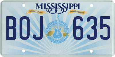 MS license plate BOJ635