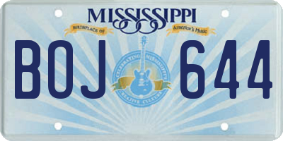 MS license plate BOJ644