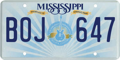 MS license plate BOJ647