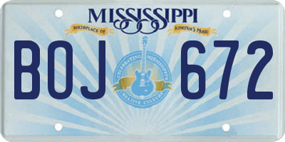 MS license plate BOJ672