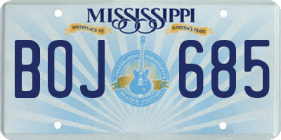 MS license plate BOJ685