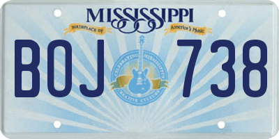 MS license plate BOJ738
