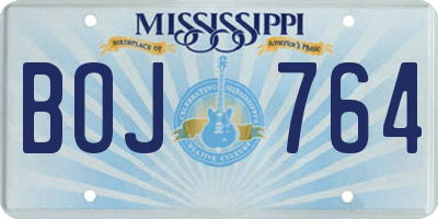MS license plate BOJ764