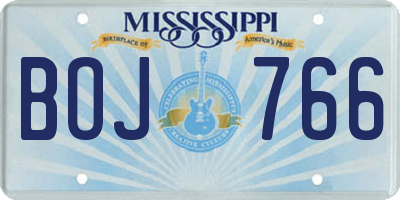 MS license plate BOJ766