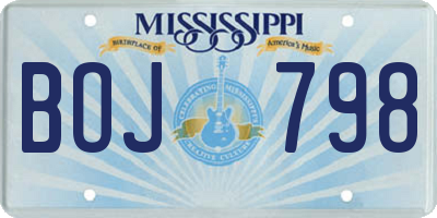 MS license plate BOJ798