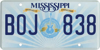 MS license plate BOJ838