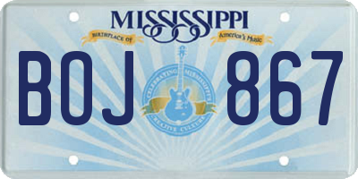 MS license plate BOJ867