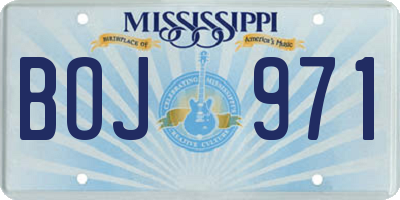 MS license plate BOJ971