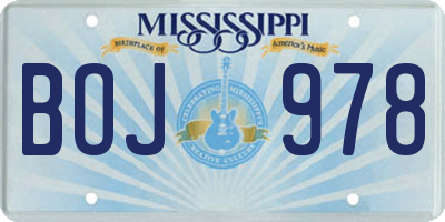 MS license plate BOJ978