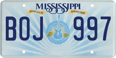 MS license plate BOJ997