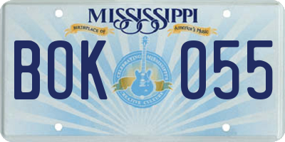 MS license plate BOK055