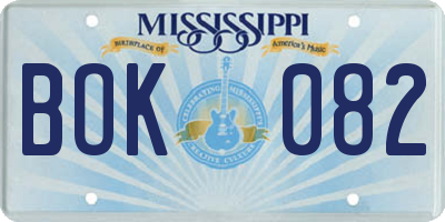 MS license plate BOK082