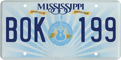 MS license plate BOK199
