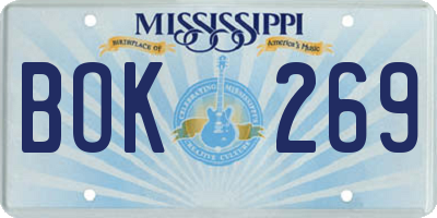 MS license plate BOK269