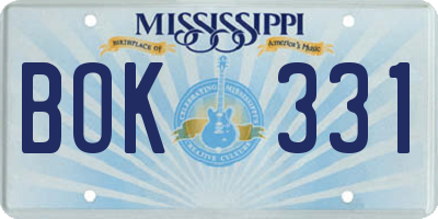 MS license plate BOK331