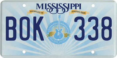 MS license plate BOK338