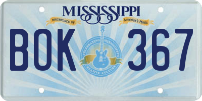 MS license plate BOK367
