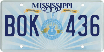 MS license plate BOK436