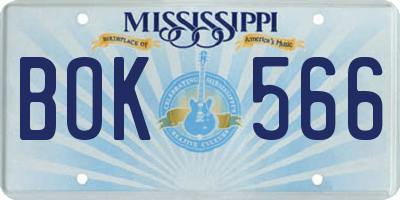 MS license plate BOK566