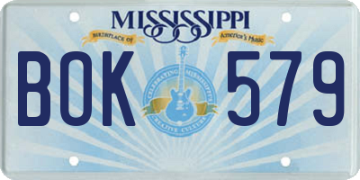 MS license plate BOK579