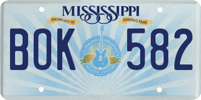 MS license plate BOK582