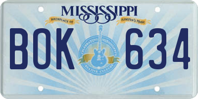 MS license plate BOK634