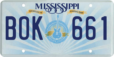 MS license plate BOK661