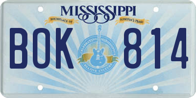 MS license plate BOK814
