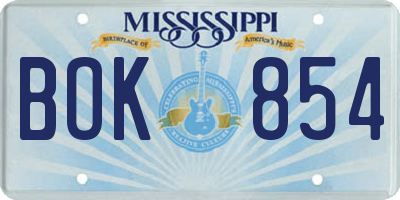 MS license plate BOK854