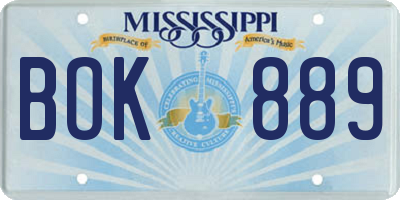 MS license plate BOK889