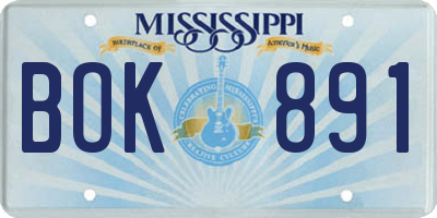 MS license plate BOK891