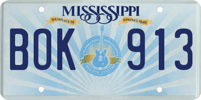 MS license plate BOK913