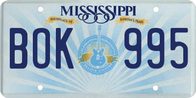 MS license plate BOK995