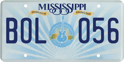 MS license plate BOL056