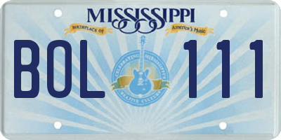 MS license plate BOL111