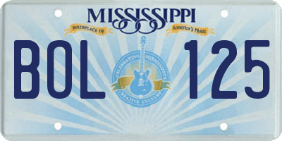 MS license plate BOL125