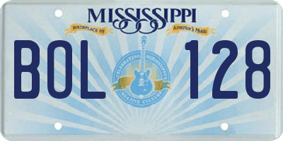 MS license plate BOL128