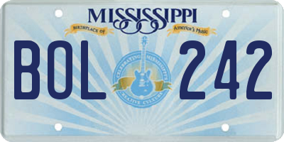 MS license plate BOL242