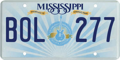MS license plate BOL277